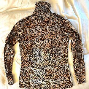 Hot Chillys Women's Base Layer Peach Skins Top Turtleneck Cheetah print Small